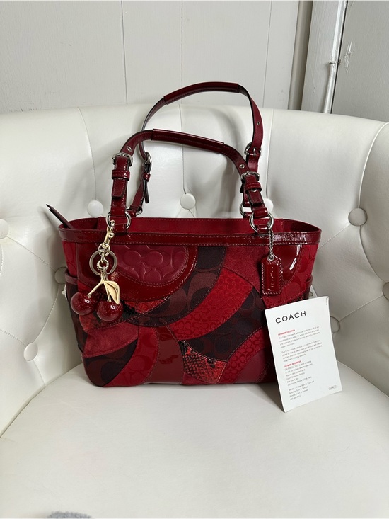 Coach Handbags - Coach Red Patchwork Tote Bag